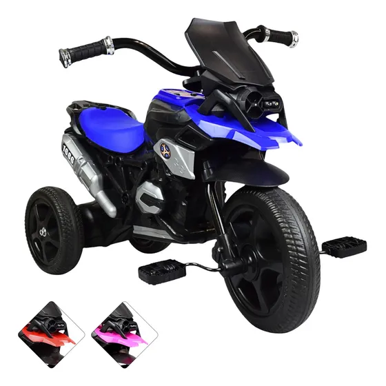 Triciclo JOYKOO JK-TR-1686 Para Niños Diseño De Moto Luz Y Sonido 2 A 4 Años Color Azul