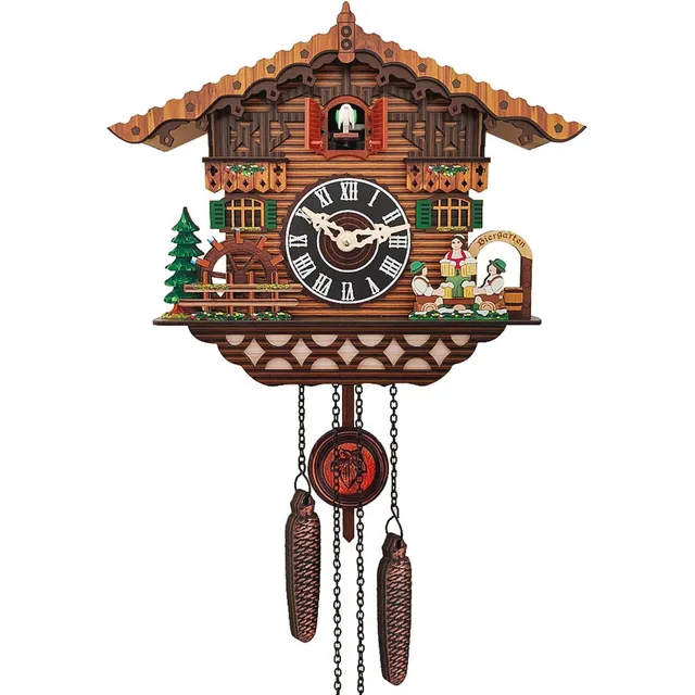 Reloj Vintage Antiguo Cuco Madera Bosque Negro Casa Pendulo