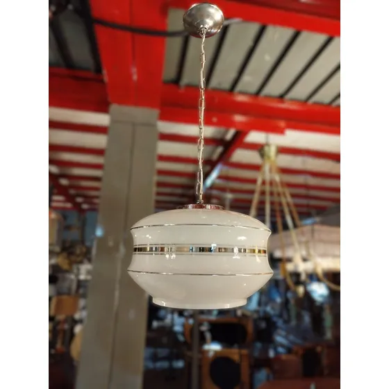 Lámpara Colgante De Techo Retro Vintage Opalina Blanca