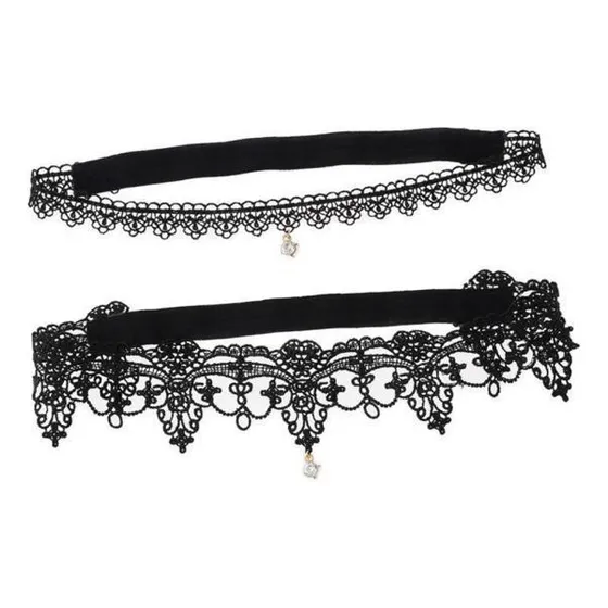 2 Mulheres Laço Perna Anel Coxa Círculo Garter S Preto
