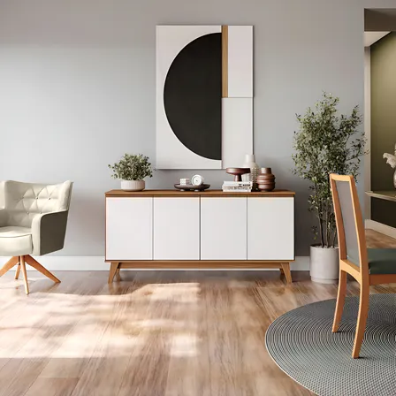 Aparador Kappesberg 4 Portas Canela/branco 156cm