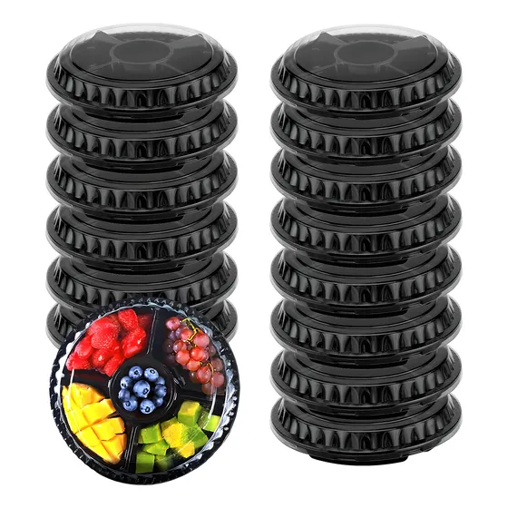 Domo Botanero Charolas Plato Desechable Negro 24 Cm 15pcs
