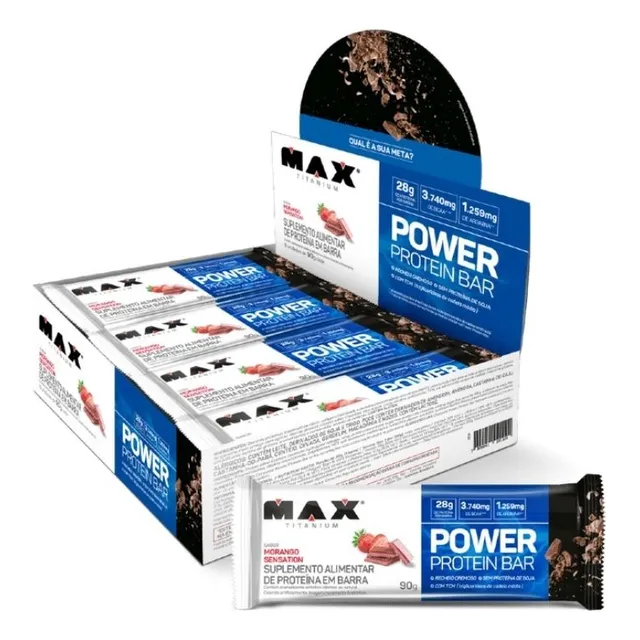 Power Protein Bar (caixa C/ 8un De 90g)  Max Titanium
