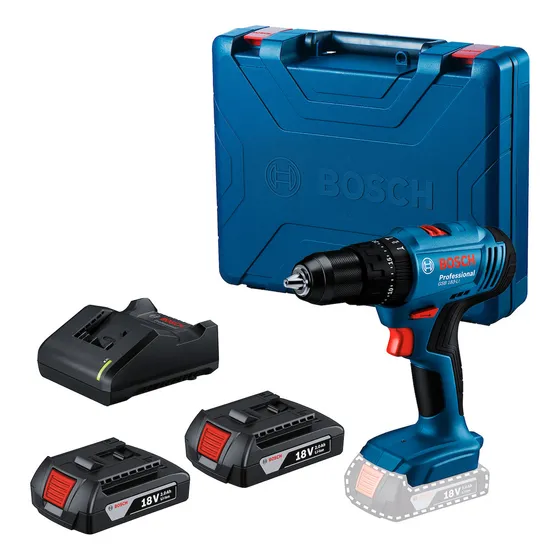 Taladro Percutor A Bateria 18v C/2 Baterias Bosch Gsb183li Color Azul