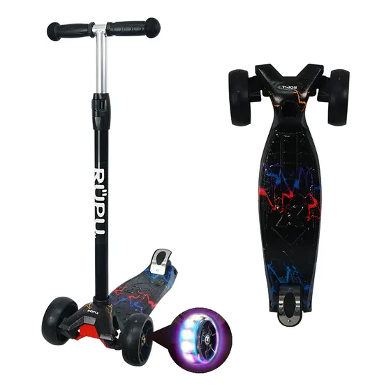 Scooter Monopatin Rayo Negro Rueda Led Regulable /lhua
