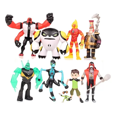 Kit Com 9 Peças Bonecos Ben 10 Miniaturas Pvc 12cm Cartoon
