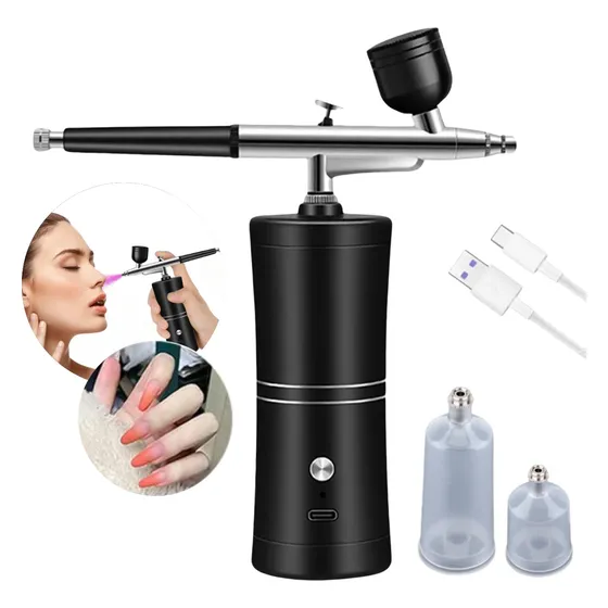 Kit Aerógrafo Recarregável Mini Compressor Sem Fio Portátil