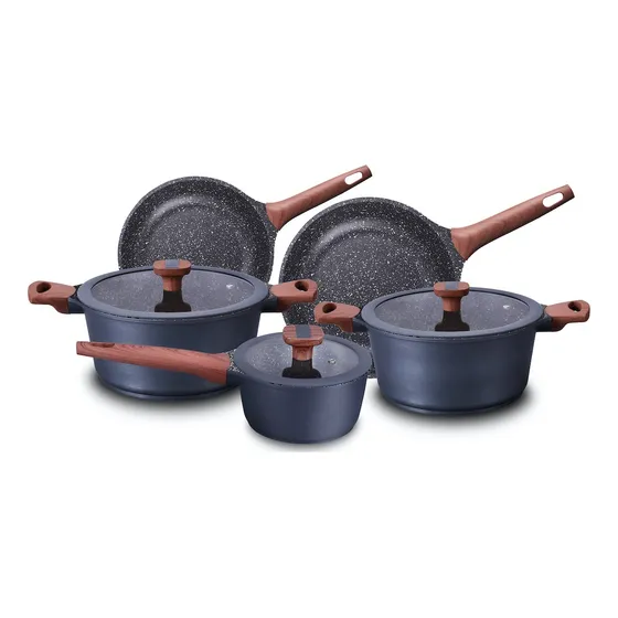 Jogo de panelas de cozinha MTA Titanium Conjunto de Panelas com 5 peças de alumínio injetado cinza