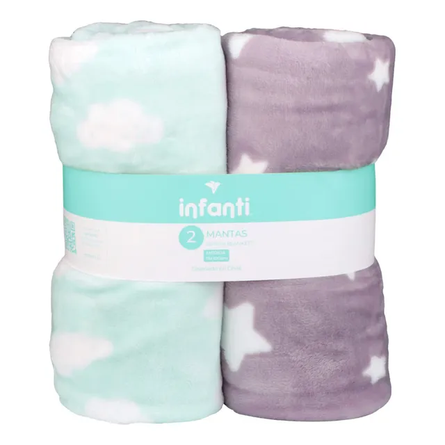 Pack 2 Mantas Unisex Infanti Verde/gris
