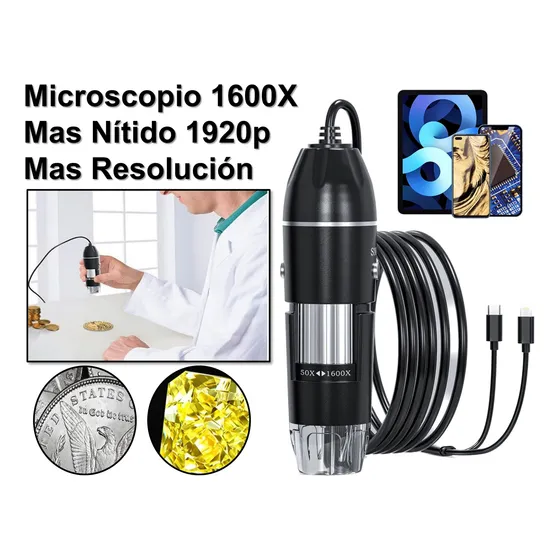 Microscopio Digital Electrónico Portátil 3 En 1 Usb 1600x