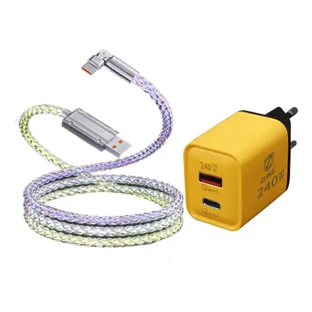 Cabo Carregador Carregamento Rápido Streamer Colorido Tipo C Amarelo Tipo C