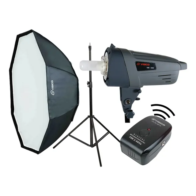 Kit Flash Estudio Visico 300w Soft Octo120cm Pie P/ Newborn