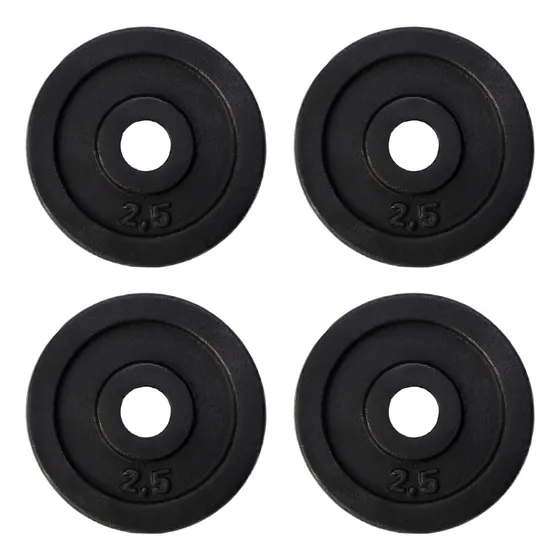 Set 4 Discos 2.5 Kg Fundicion Hierro Macizo 30 Mm Premium