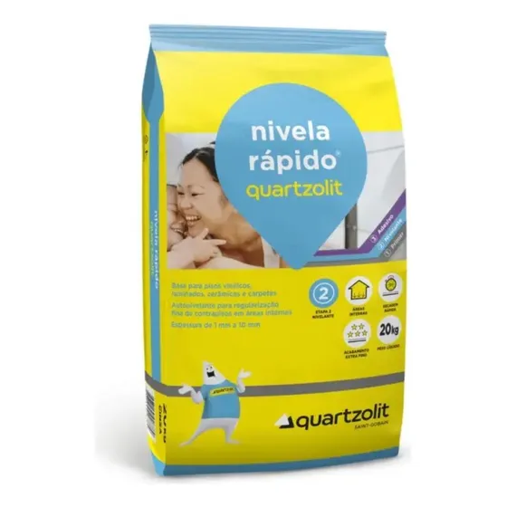 Argamassa Autonivelante Para Piso Vinílico 20kg Quartzolit