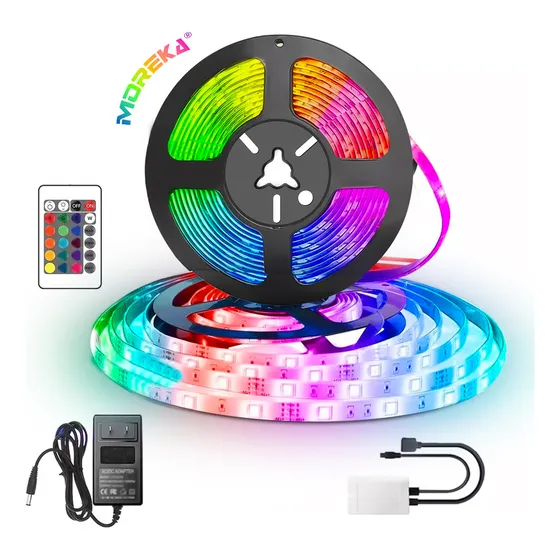 Moreka Kit De Tira De Luces Led Que Cambia De Color Con Control Remoto De 5 Metros, Iluminación Polarizada, Adecuado Para Tv, Computadora, Monitor, Cine En Casa, Decoración De Bricolaje Para Automóvil