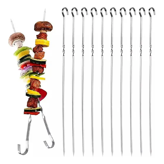Kit Para Asado Set 10 Pinchos Anticuchos Brochetas 39cm Parrilla Marin Set Parrillero Ideal Para Regalo Asador Camping Bbq Parrillero Set Parrillero De Acero Inoxidable Kit 10 Unidades Para Anticuchos