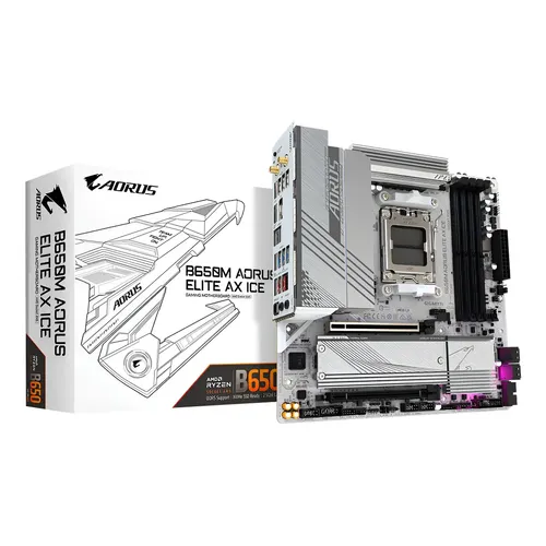 （美品）GIGABYTE B650E AORUS ELITE X AX ICE) Placa-mãe Gigabyte B650e Aorus Elite X Ax Ice Am5 Atx Para