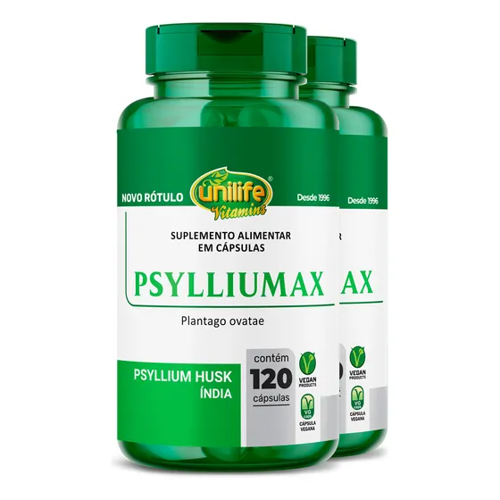 Kit 2 Psyllium 120 Cápsulas Psylliumax Unilife Sabor Sem Sabor