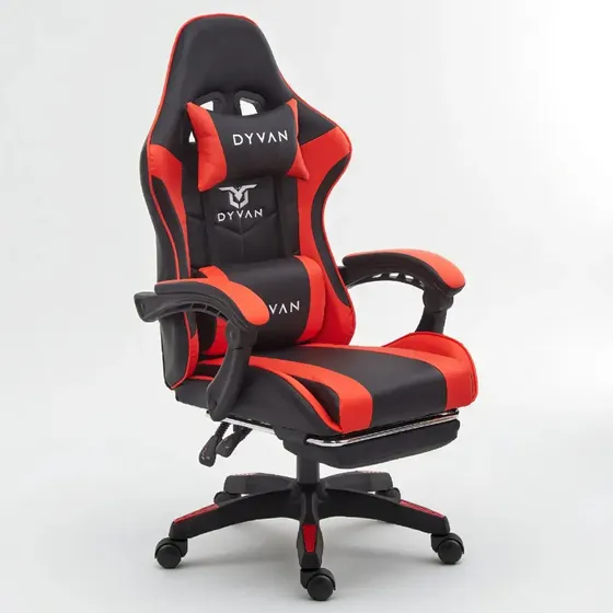 Silla Gamer Dyvan 73210 Pc Escritorio Ergonomica Reclinable Rojo Cuero Sintético