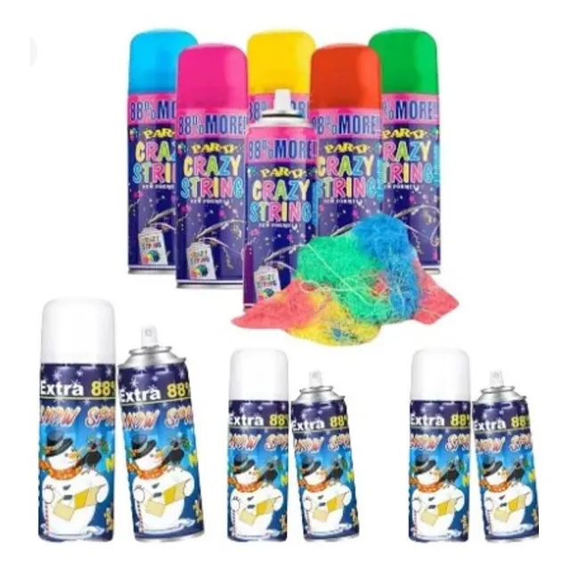 Nieve Espuma Cotillón + Serpentina X 20 Unidades 288ml