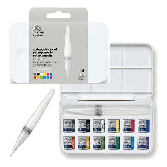 Winsor & Newton Set Acuarela Cotman 12 Pastillas + Brushpen