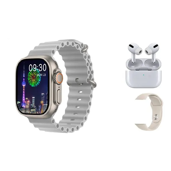 Smartwatch Reloj Inteligente Mujer 2 Mallas + Auriculares Plateado Mesh Blanco Blanco