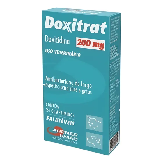 Doxitrat 200mg Antibacteriano P/cães E Gatos 24 Comprimidos