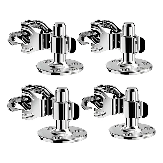 Kit 4 Trava De Piso Fixador Porta Metálico Cromado Soprano
