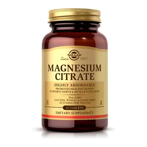 Citrato De Magnesio (60 Tabs) Solgar Sabor Sin Sabor