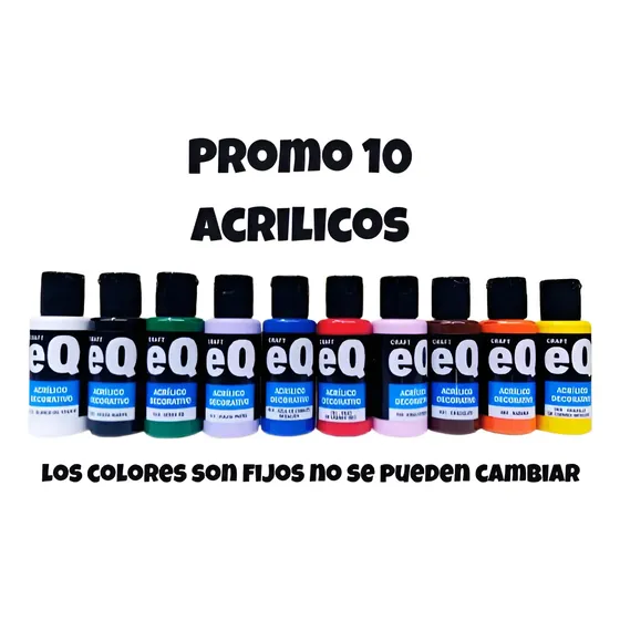 Set Pintura Acrílica Eq Arte 50 Cc Artística X 10 Unidades