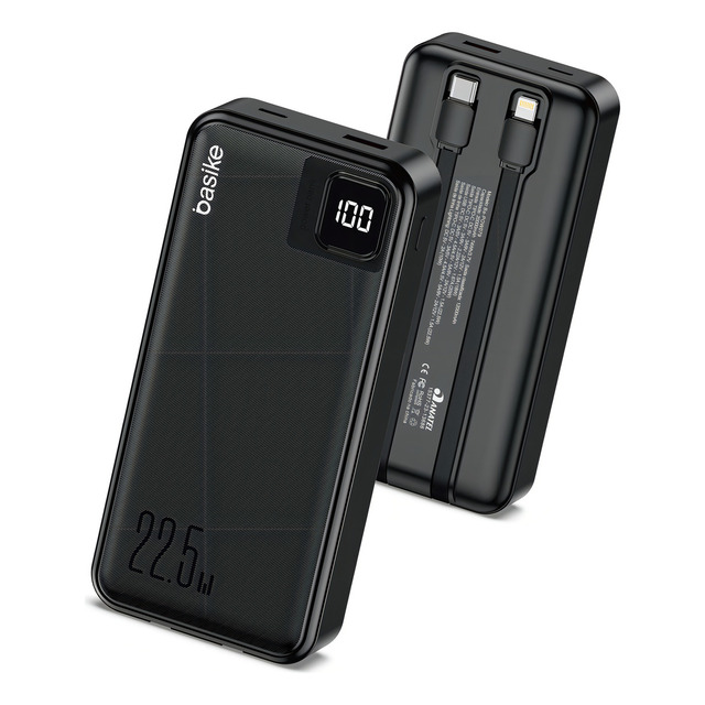 Power Bank 20000mah Portátil Carga Rápida Leve Seus Cabos Embutidos Usb-c E O Display Prát...