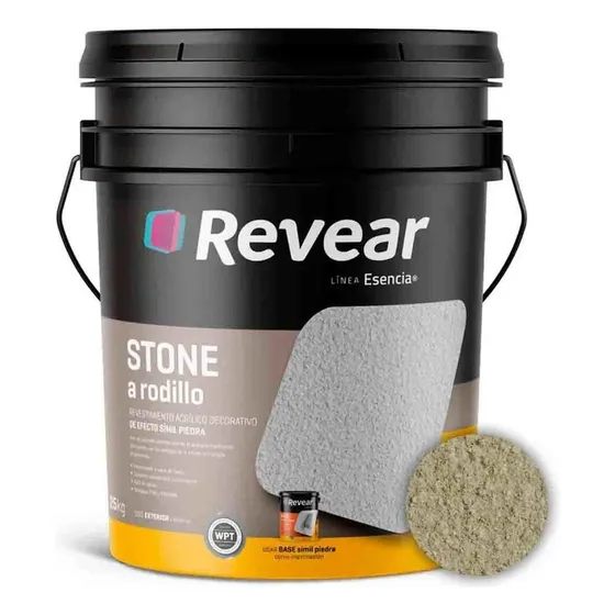 Revear Stone A Rodillo Revestimiento Acrilico 25kg Color Terra Claro