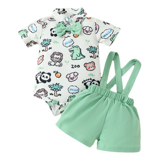 Conjunto De Algodón Con Estampado Animales Para Bebé Verano Conjunto De Algodón Con Estampado Animales Para Bebé Verano