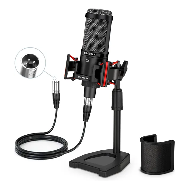 Micrófono De Condensador Xlr Para Grabación En Estudio Pc