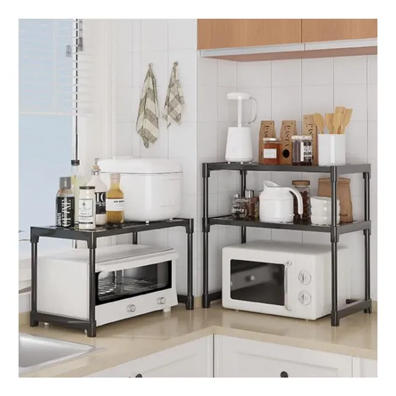 Pack4 Repisa De Cocina 2 Niveles Negro Ho32615 Y+papel De Re