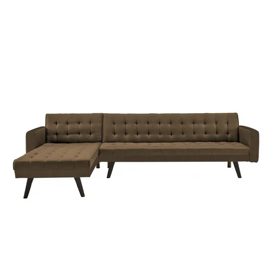 Mueble Sofá Cama Marrón Moderno 2 Piezas P/ Interiores