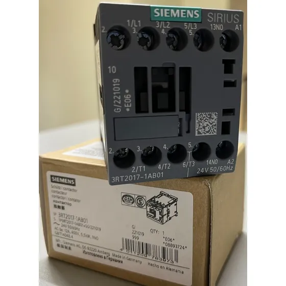 Contactor 3rt2017, 12 A Ac-3, 5.5kw/400v, Bobina 24vca, S00 