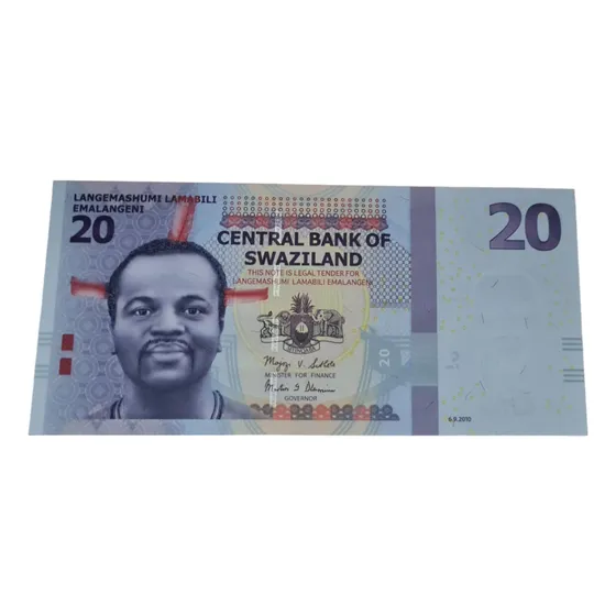 Billetes Mundiales : Swazilandia  20 Emalangeni 2010