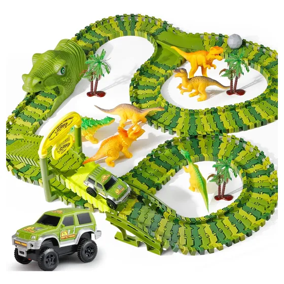 Pista 168 Piezas, Autopista Flexible Dinosaurio, Bestoys