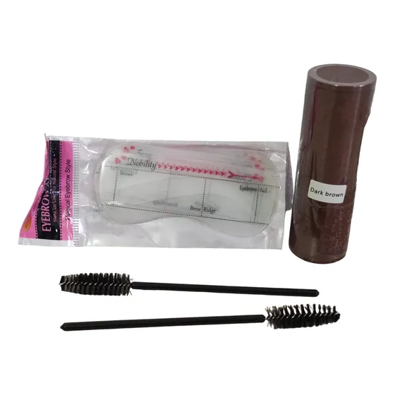 Set Moldeo Sello Cejas Contorno Marron Duo Pinceles Pestañas