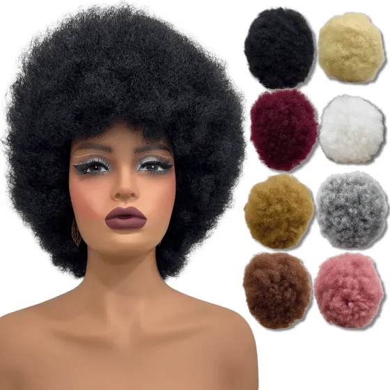 Peruca Black Power Cacheada Crespa Orgânica Volumosa Cores