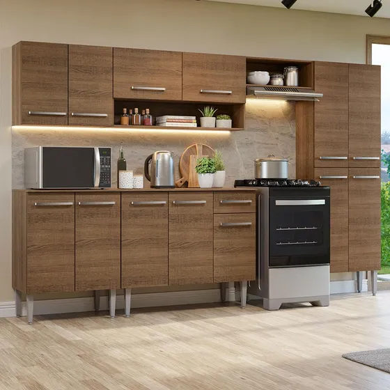 Cocina Integral Completa Modular Madesa 293cm Emilly Marrón 10
