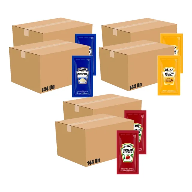 Kit Ketchup Maionese Mostarda Heinz Original 2 Caixa De Cada