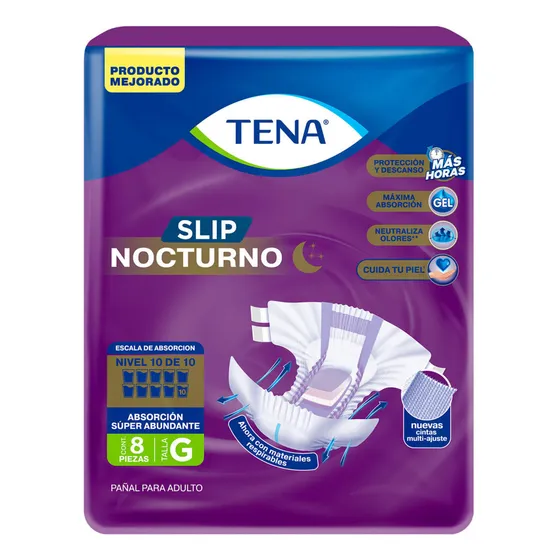 Pañales Descartables Para Adultos Tena Slip Nocturno Talla G 8 Piezas
