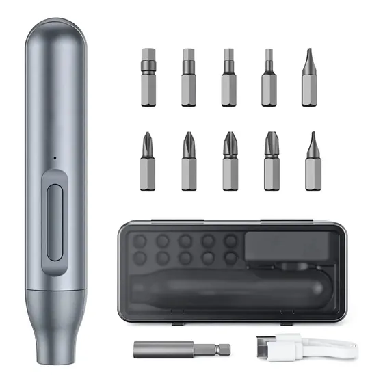 Destornillador Eléctrico Portátil Screwdriver Estuche Usb C Color Plateado Frecuencia 60hz