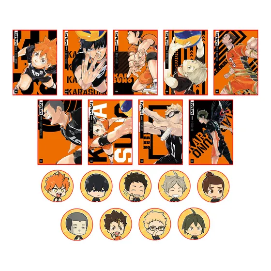 Set De 9 Postales Y 9 Pines - Haikyu!! - Anime