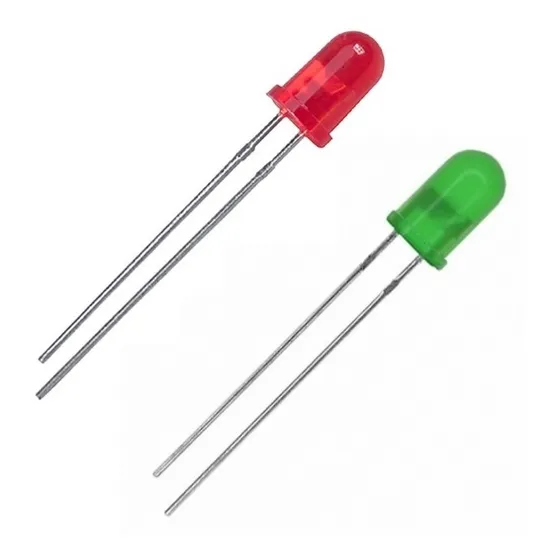 Kit 25 Led Vermelho 25 Verde 5mm Difuso Arduino Eletronica Cor da luz Verde e Vermelho