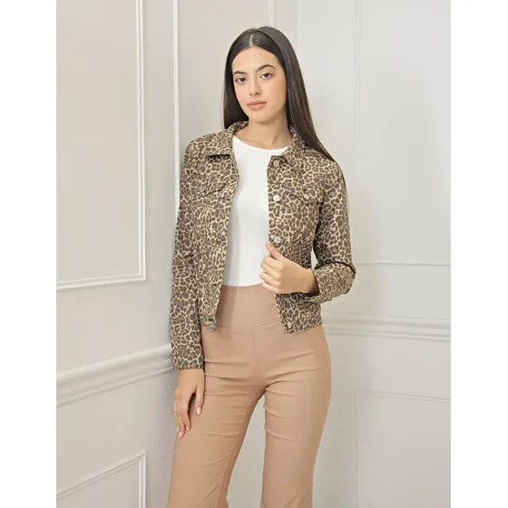 Campera Larga Animal Print Mujer Soluna Moda Clásica