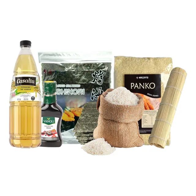 Sushi Kit! Arroz + Algas + Panko + Soja + Vinagre Y Mas!