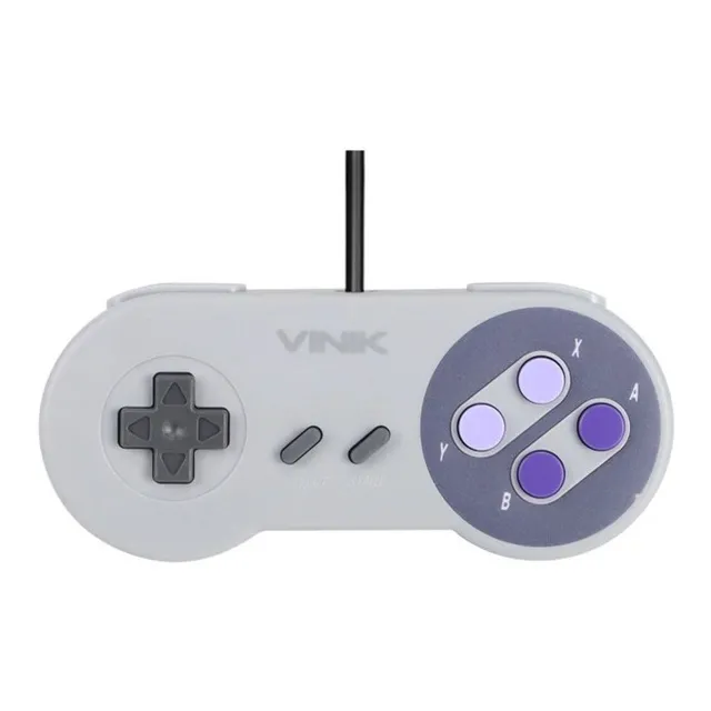 Controlador de mando USB Nintendo Super Nes para PC, retro, color gris